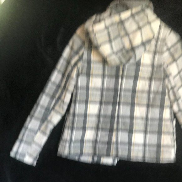 OLD NAVY SIZE X SMALL FLANNEL HOOD JACKET ZIP FRONT NW  PLAID - Picture 4 of 5